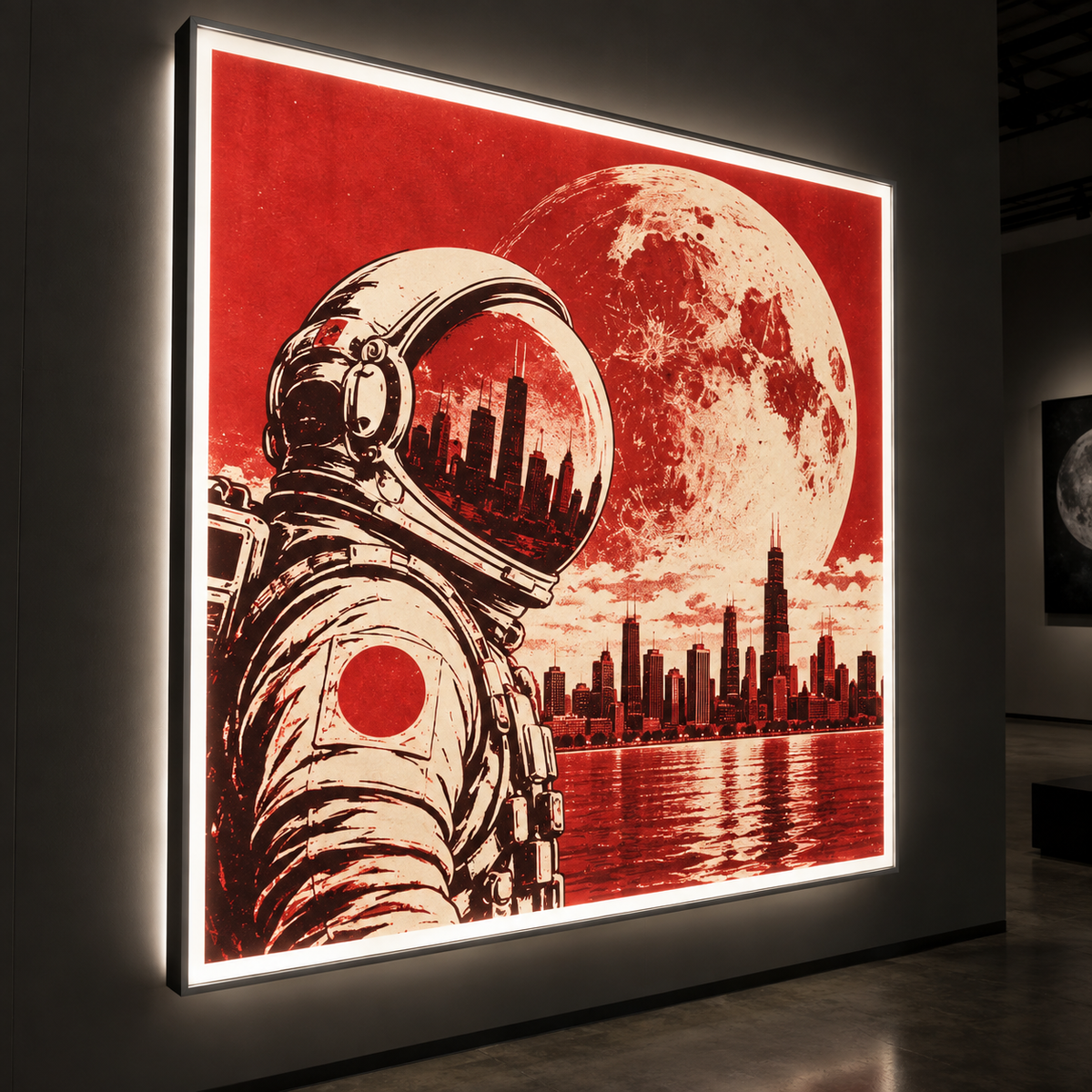 backlit custom illustrated print product mockup