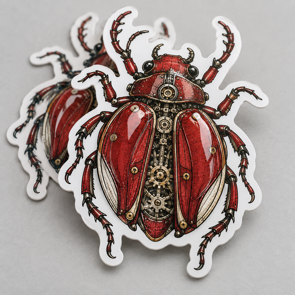 embossed sticker featuring original illustrated artwork