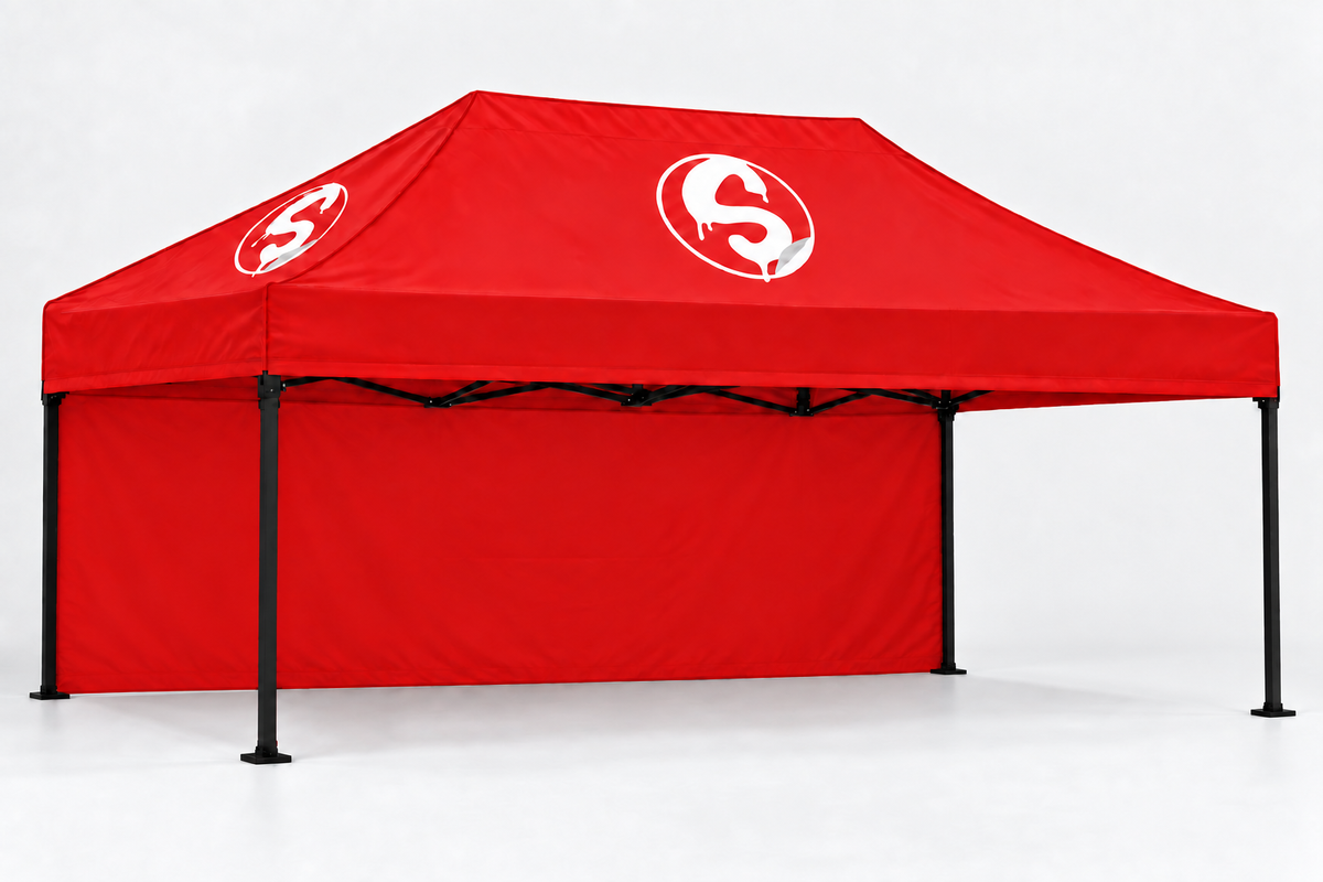 Red 10x15 tent back walls