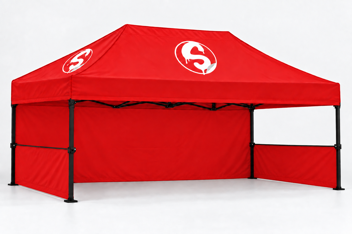 Red 10x15 tent both walls