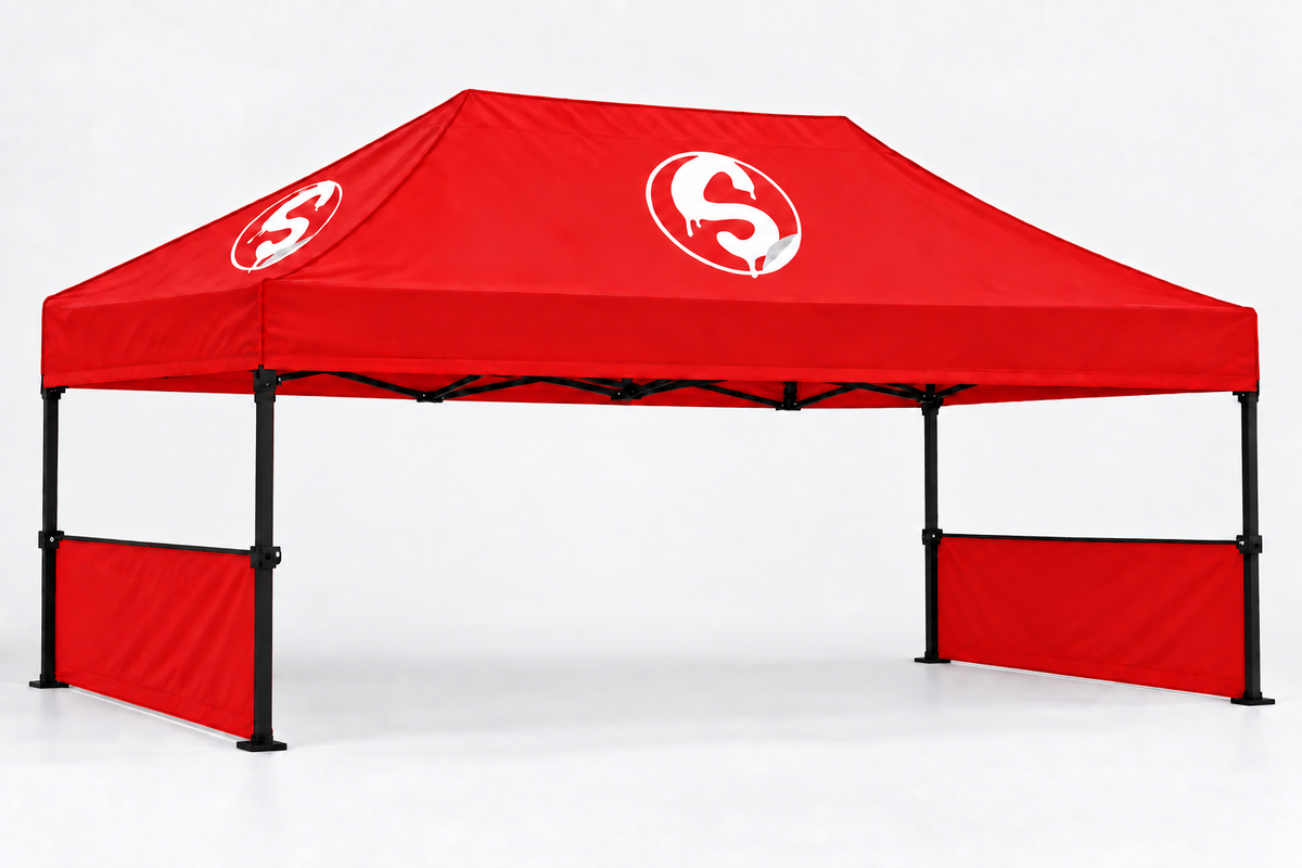 Red 10x15 tent half walls