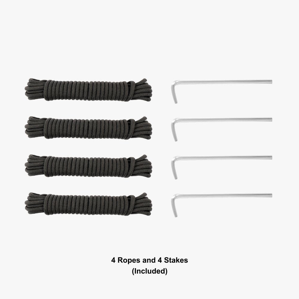 Four ropes and four stakes
